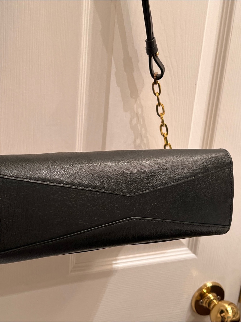 Halston Heritage Black Leather Crossbody with Gold Chain Strap - Picture 3 of 8